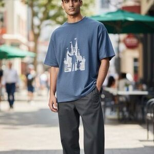 Magic Kingdom Silhouette Graphic Tee Shirt XXL Gray Disney Style